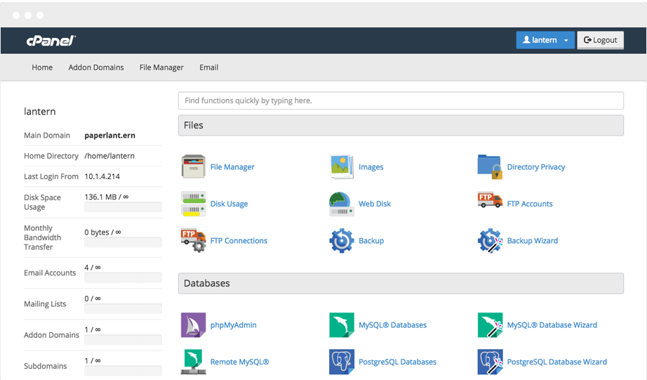 Panel de control cPanel