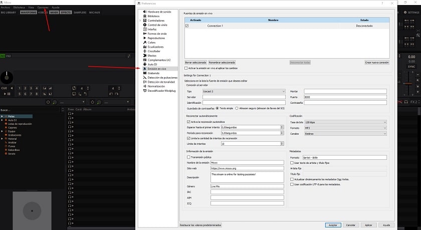Configuración de MIXXX